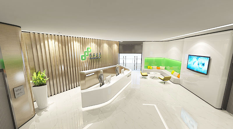 燃石生物科技公司辦公室設(shè)計 前臺方案效果圖2