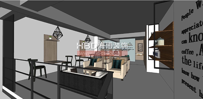 咖啡廳設(shè)計二樓雅座2